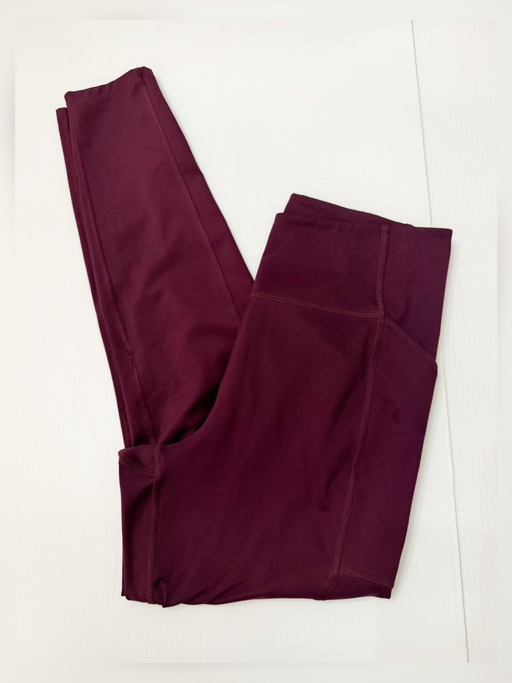 Girlfriend Collective Full Length High-Waist Burgundy Active Leggings - XL